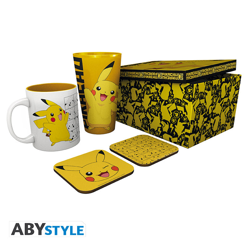 POKEMON - Glass XXL + Mug + 2 Coasters "Pikachu"