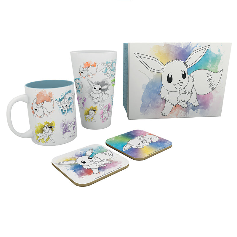 Abystyle Pokemon Glass XXL + Mug + 2 Coasters "Eevee"